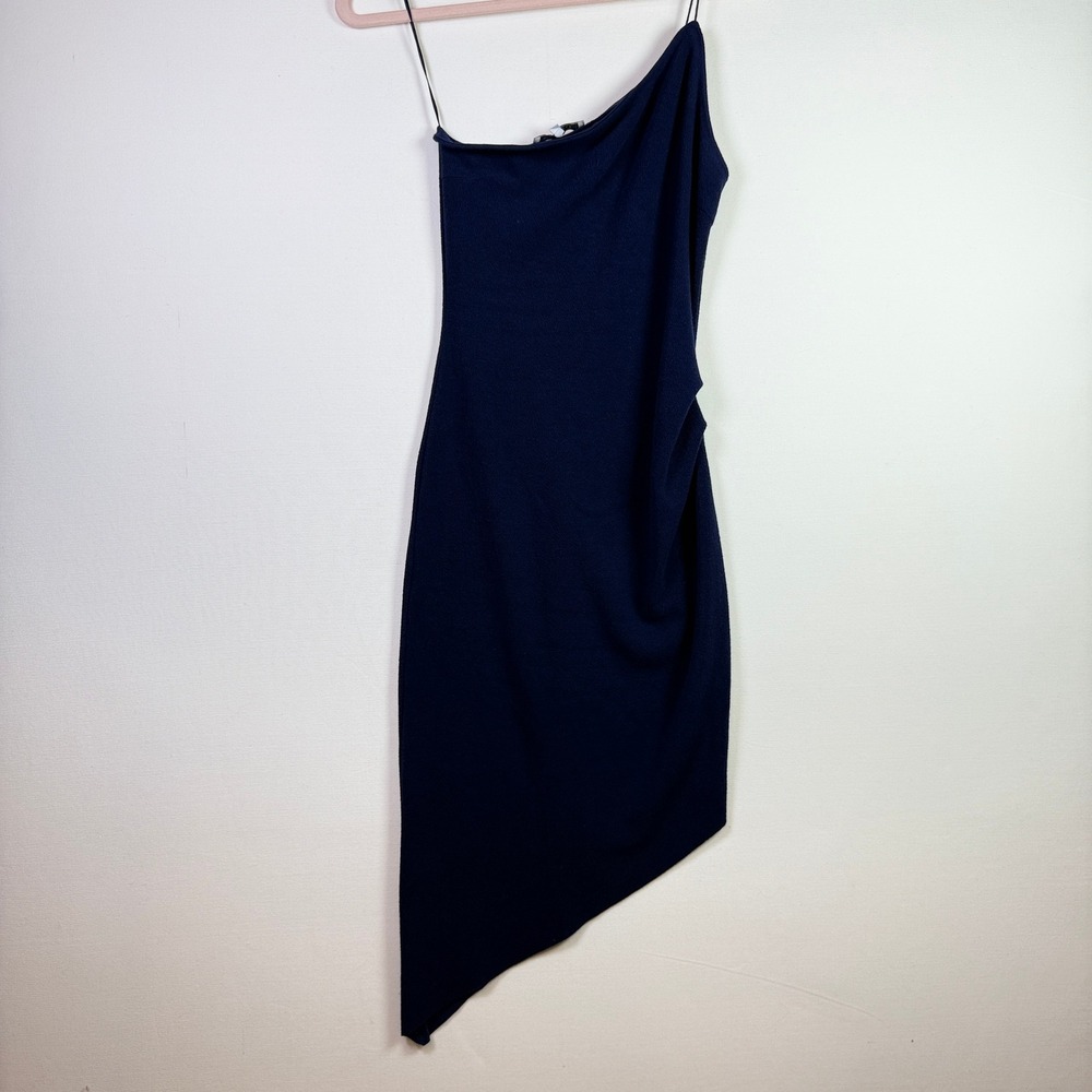 OLIVACEOUS Navy Blue‎ One Shoulder Asymmetrical Hem Dress Medium